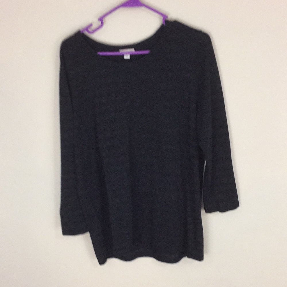 Gap Black with Metallic Stripes 3/4 Sleeve Top Tunic Tee Size XL
